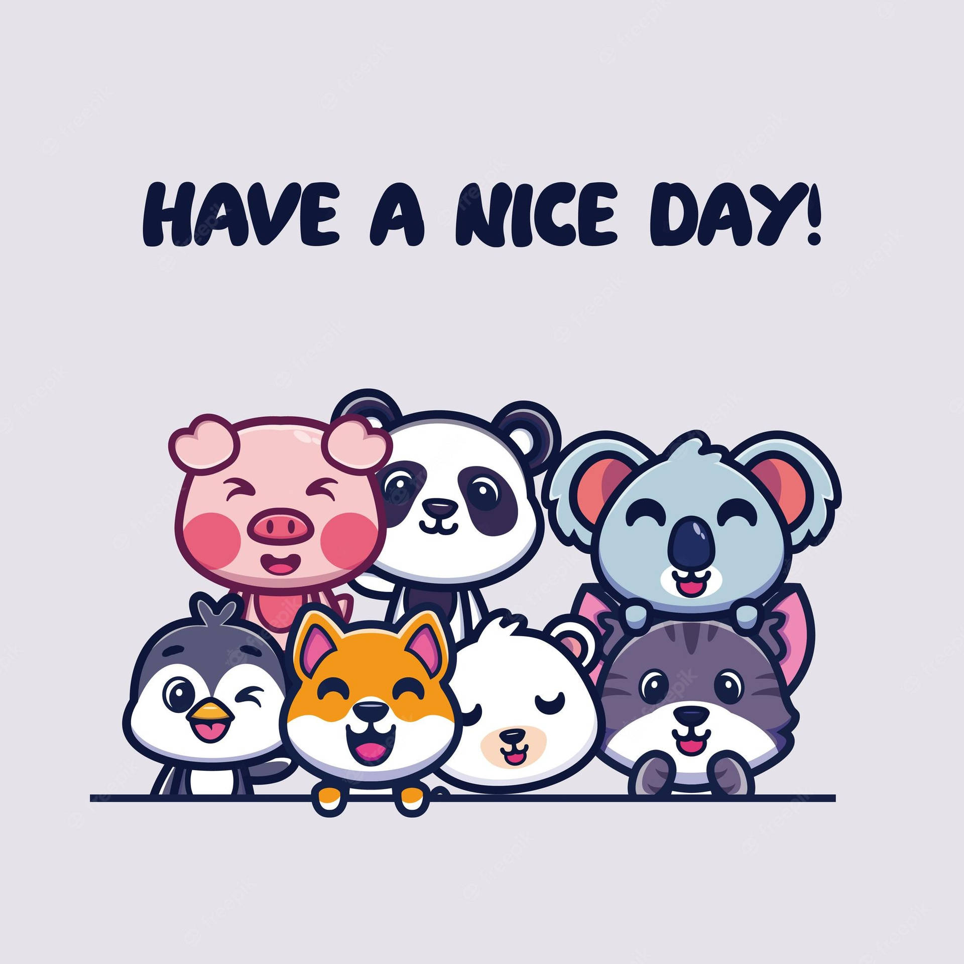 Kawaii Cute Animals Greeting Background