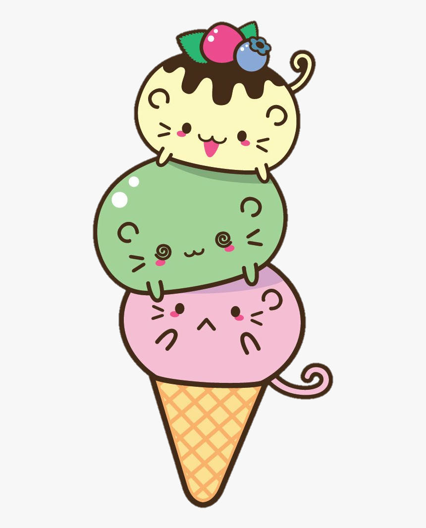 Kawaii Cute Animals Ice Cream Background