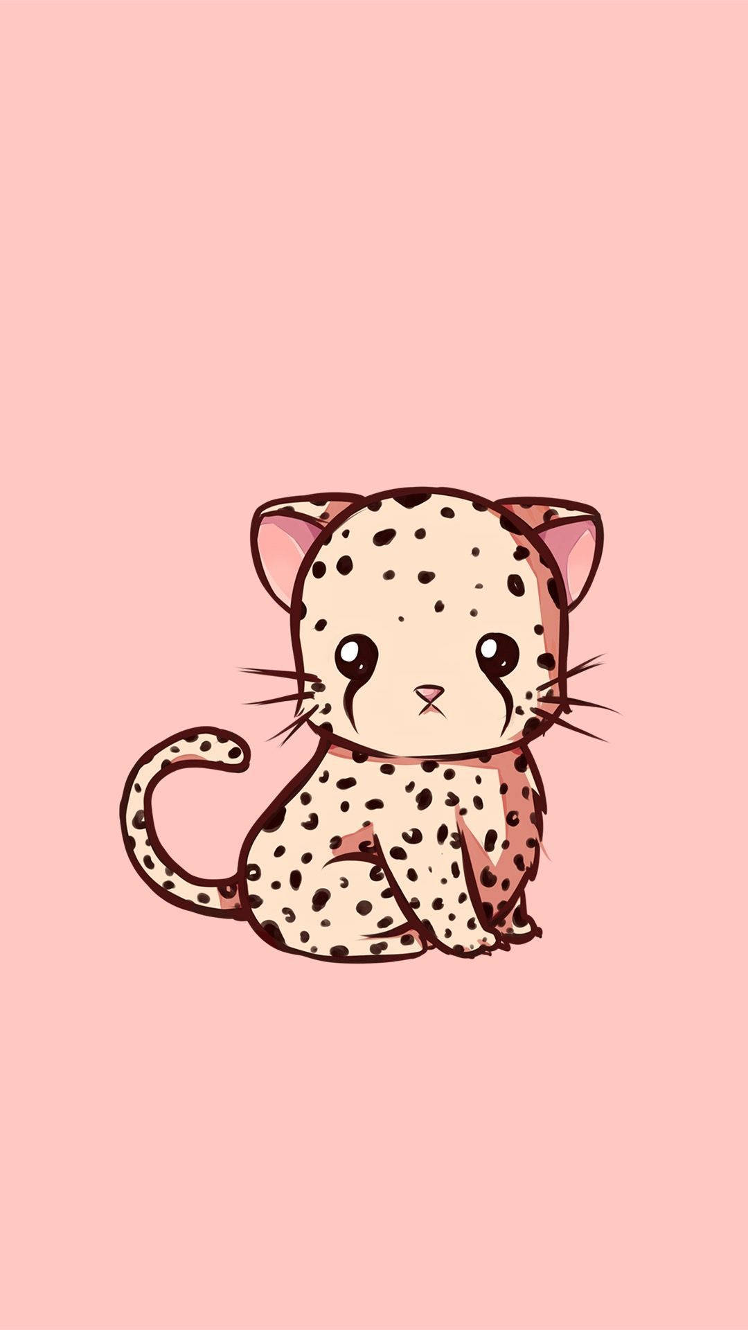 Kawaii Cute Animals Leopard Cub Background