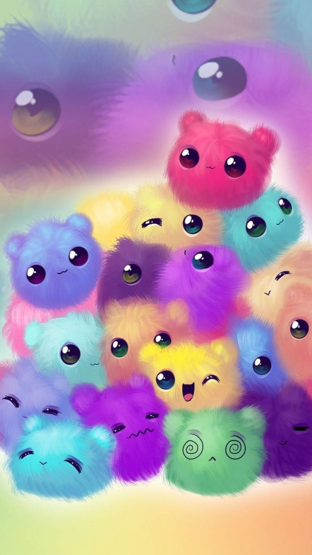 Kawaii Cute Girly Fluff Balls Background