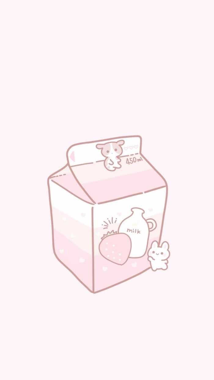 Kawaii Cute Girly Strawberry Milk Background