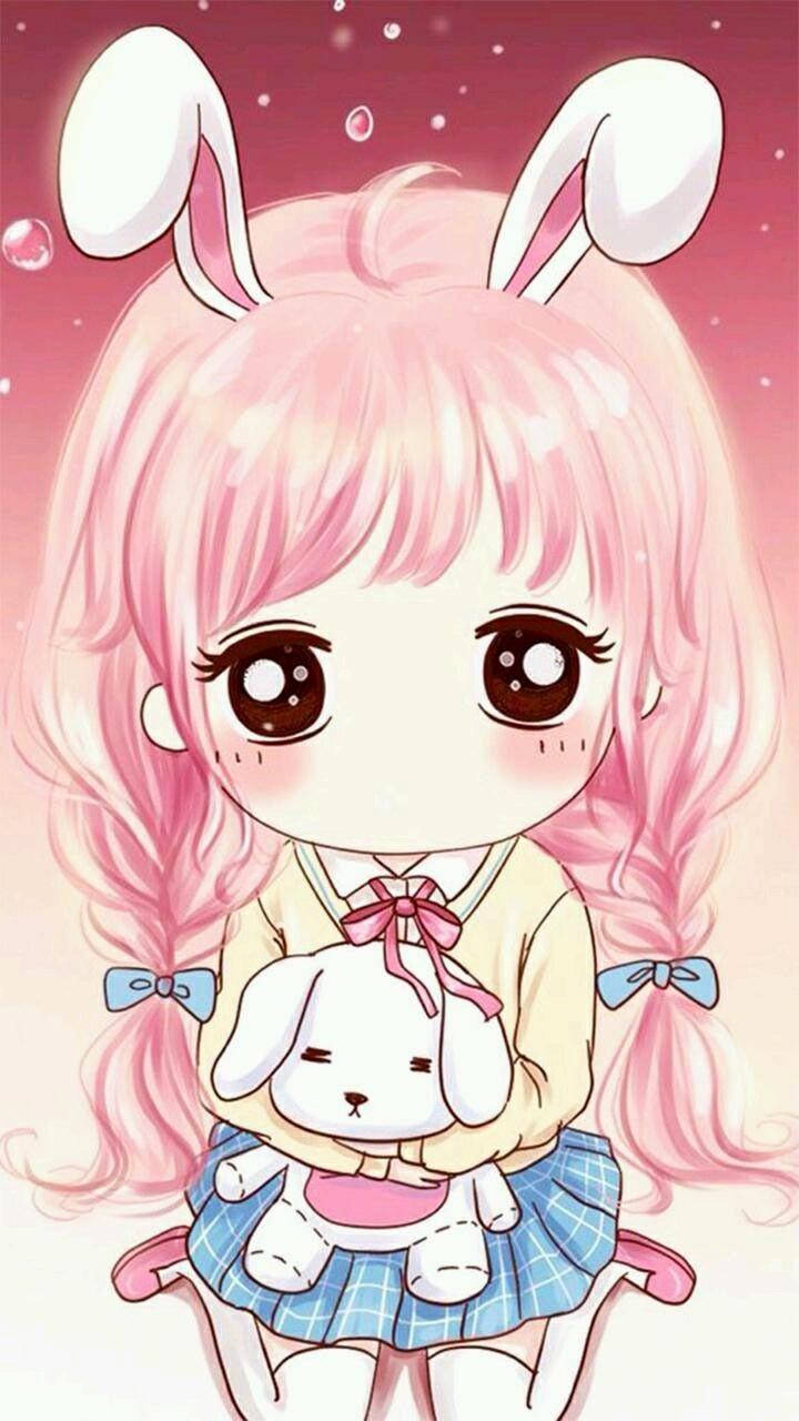 Kawaii Cute Girly With Bunny Ears Background