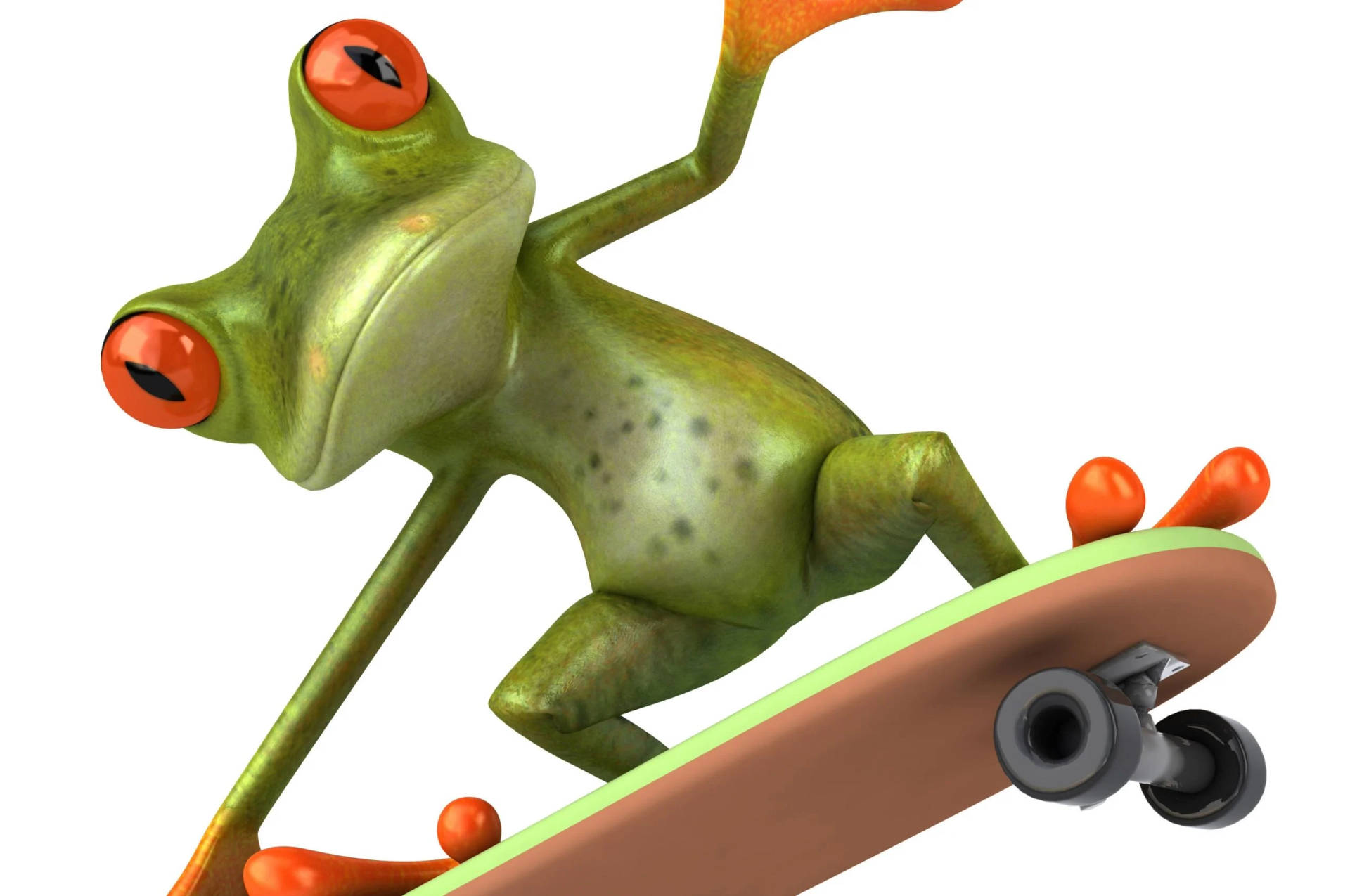 Kawaii Frog On Skates Background