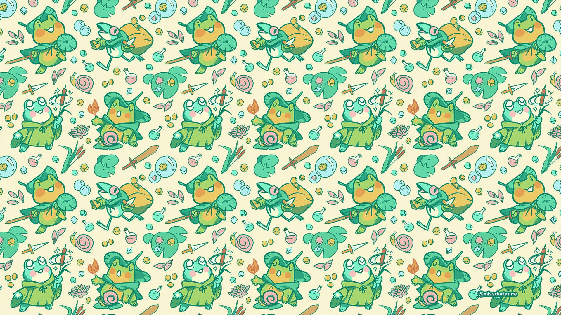 Kawaii Frog Pattern Design Background