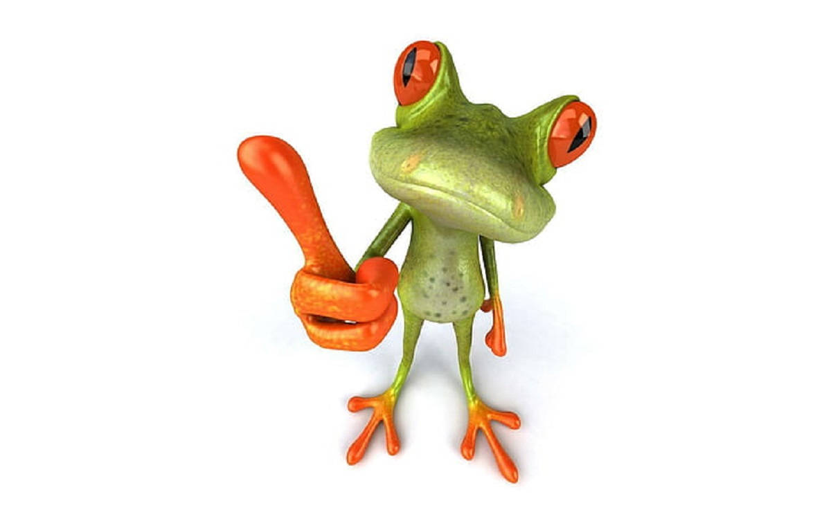 Kawaii Frog Thumbs Up Pose Background