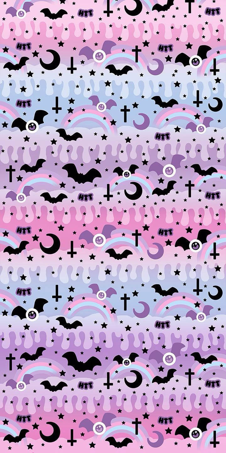 Kawaii Halloween Bat Background