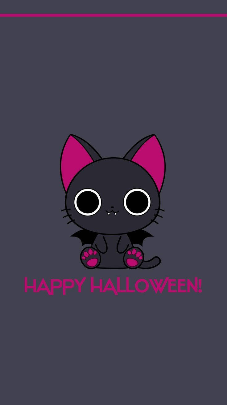 Kawaii Halloween Creepy Cat Background