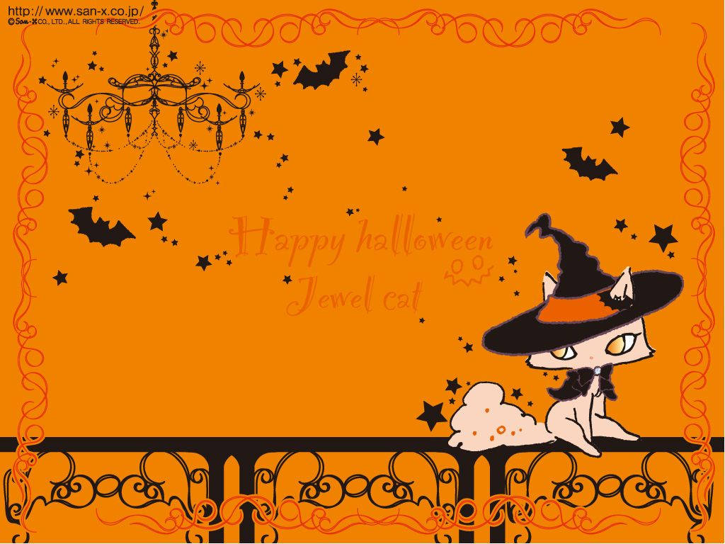 Kawaii Halloween Orange Background