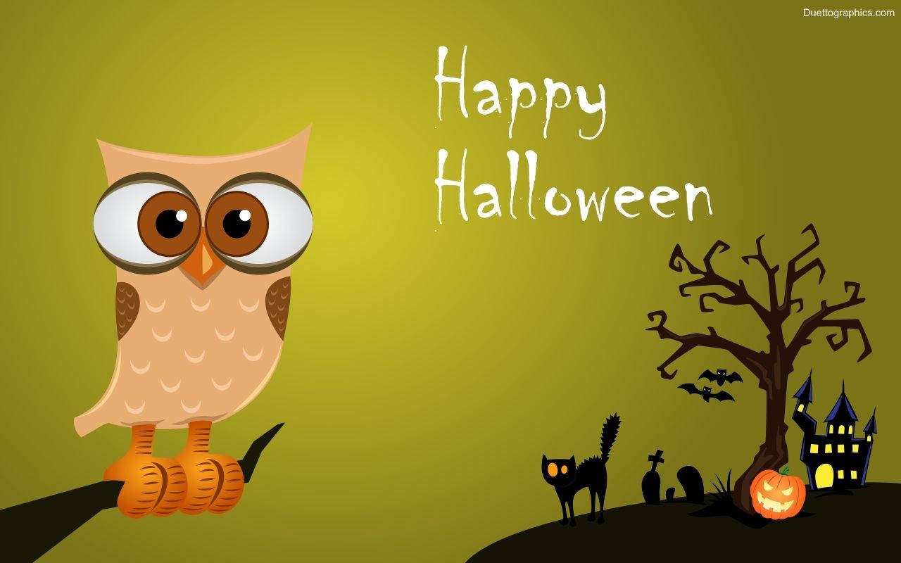 Kawaii Halloween Owl Background