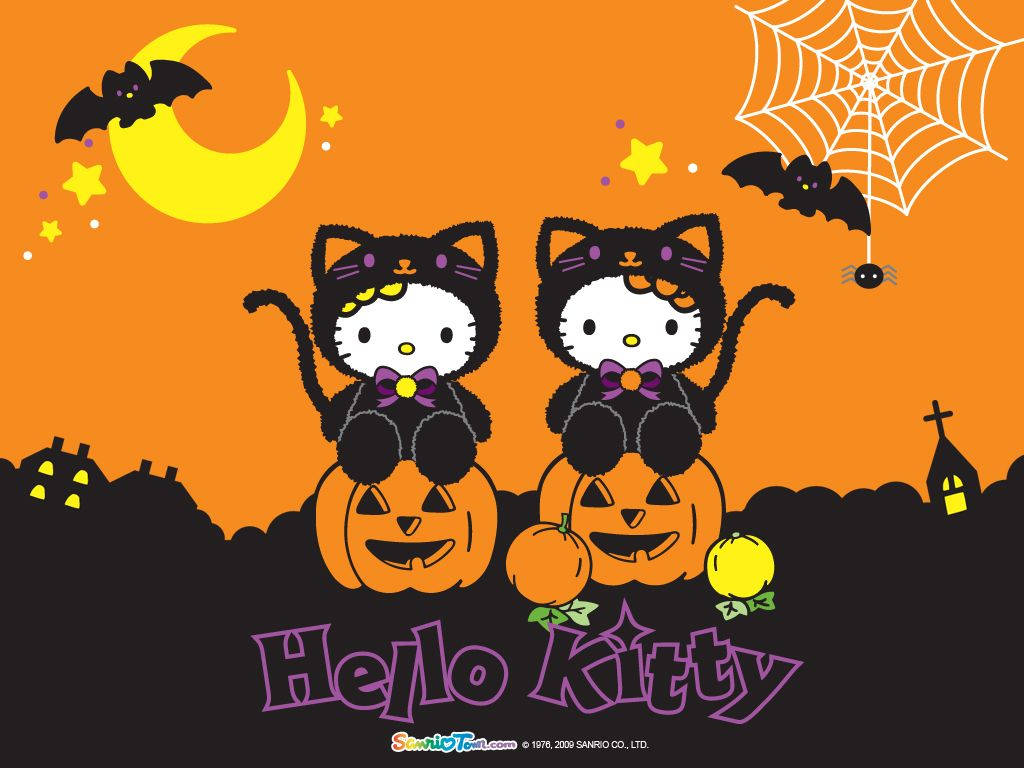 Kawaii Halloween Two Hello Kitty Background