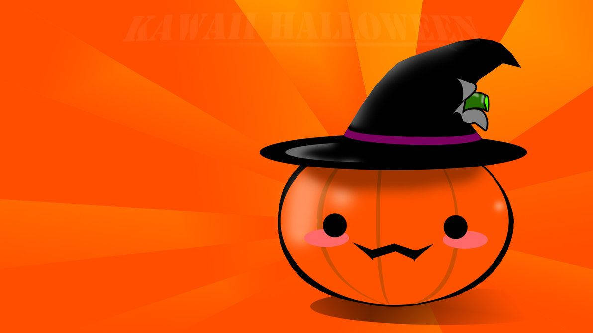 Kawaii Halloween Witch Hat Background