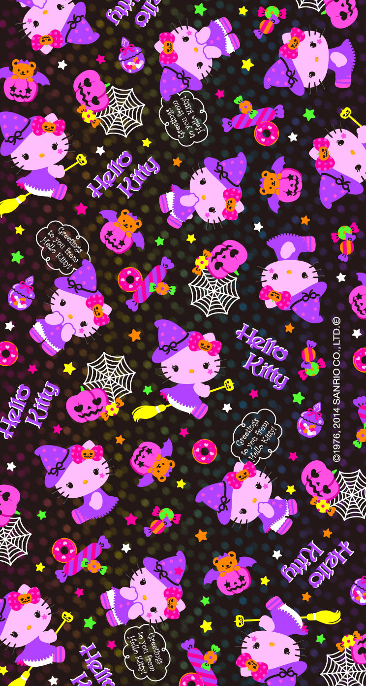 Kawaii Halloween Witch Hello Kitty Background