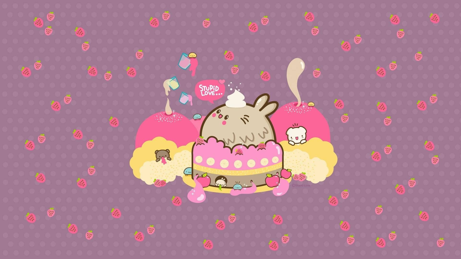 Kawaii Hd Bears And Dessert Background