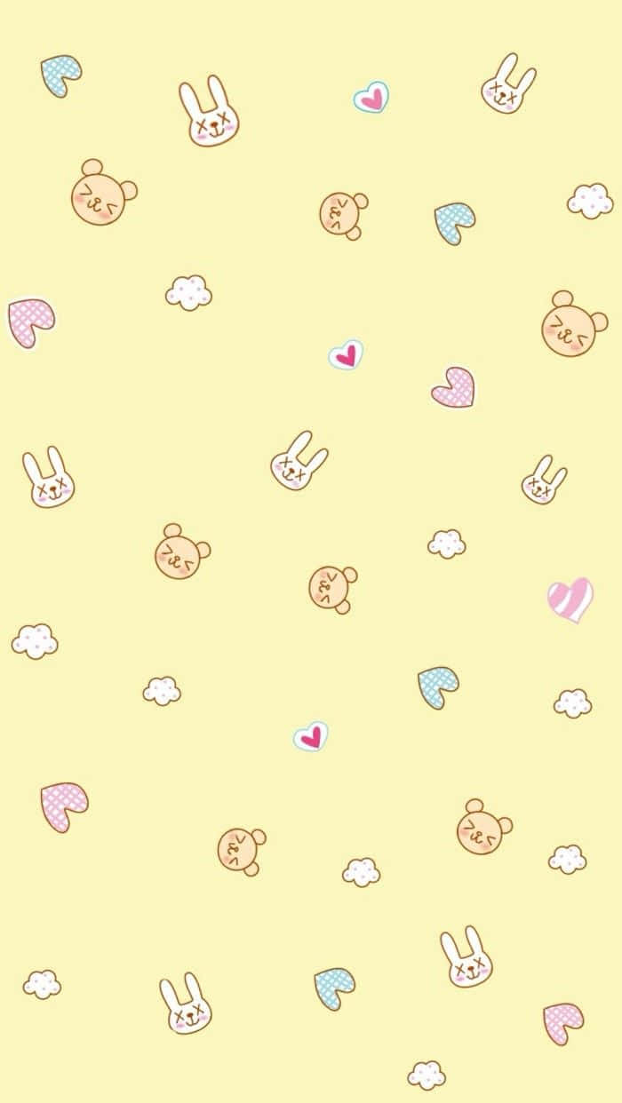 Kawaii Pastel Bears And Rabbits Background