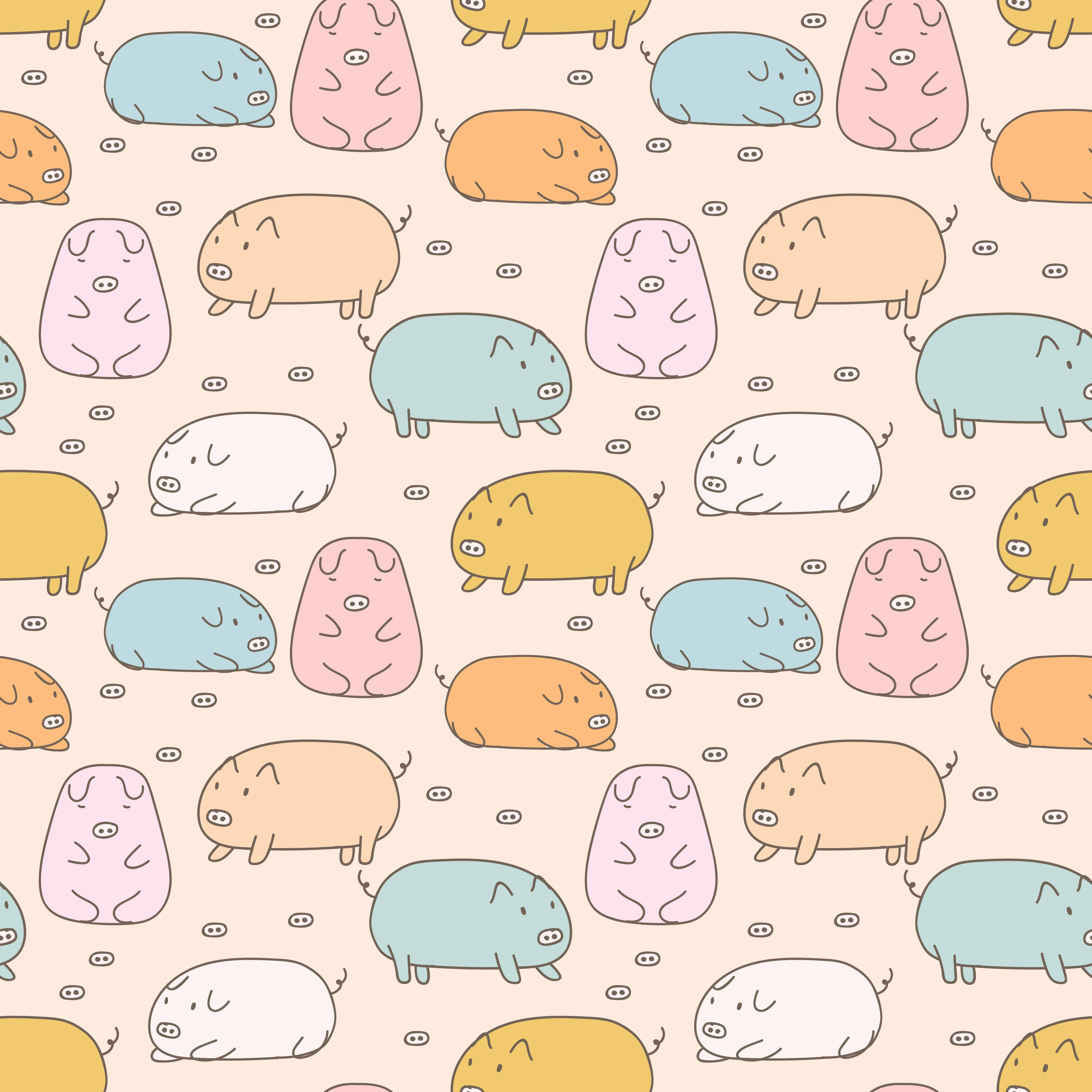 Kawaii Piggy Pattern Art Background