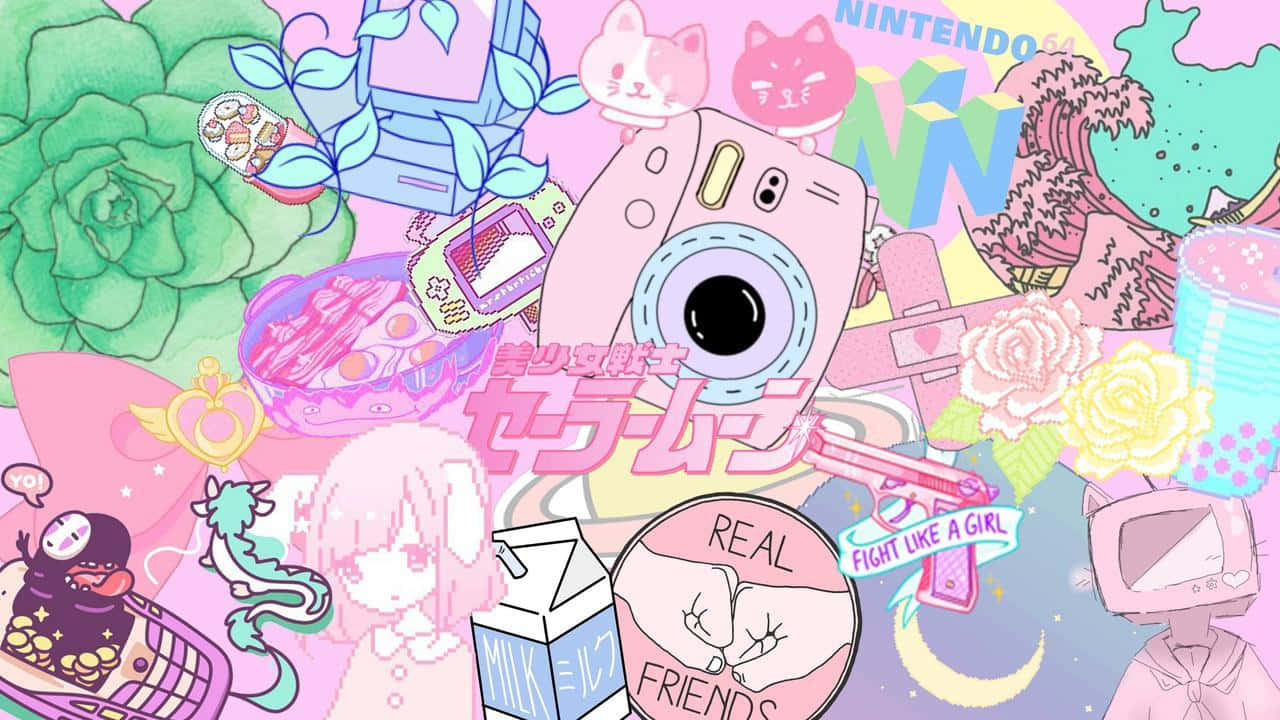 Kawaii Pink Aesthetic Desktop Wallpaper Background