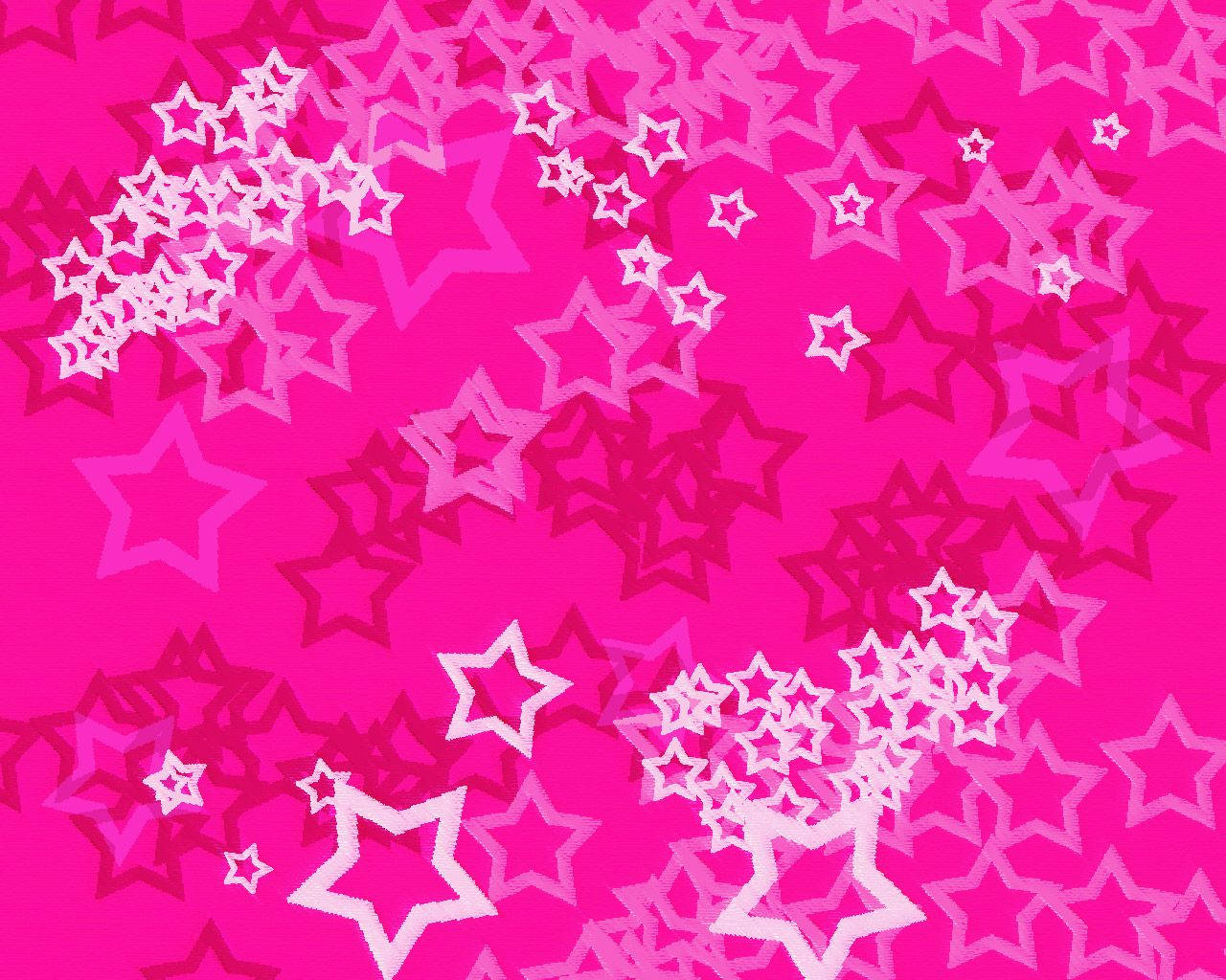 Kawaii Pink Background With Stars Background