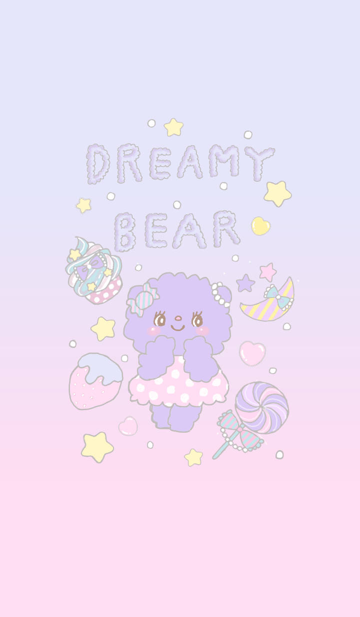 Kawaii Purple Dreamy Bear Background