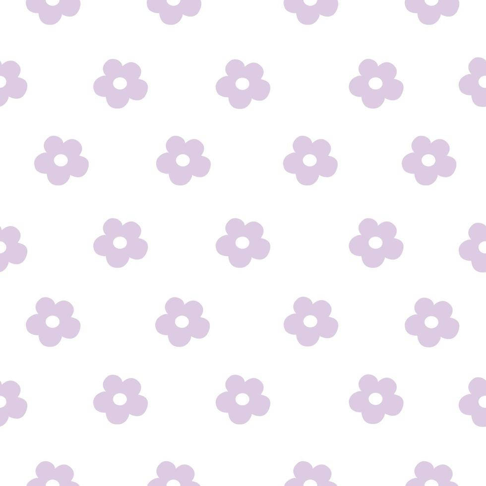 Kawaii Purple Floral Seamless Pattern