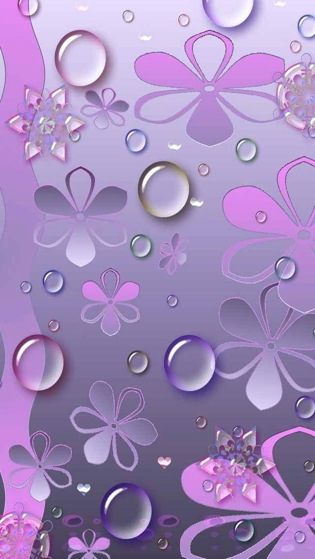 Kawaii Purple Flowers With Dew