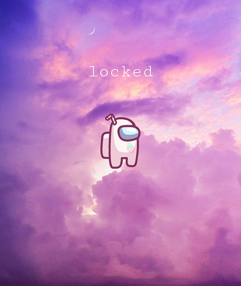 Kawaii Purple Locked Among Us Background