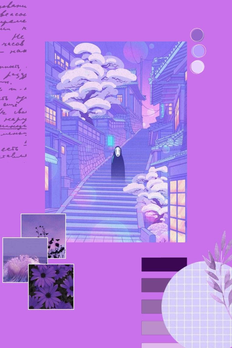 Kawaii Purple No Face Aesthetic Background