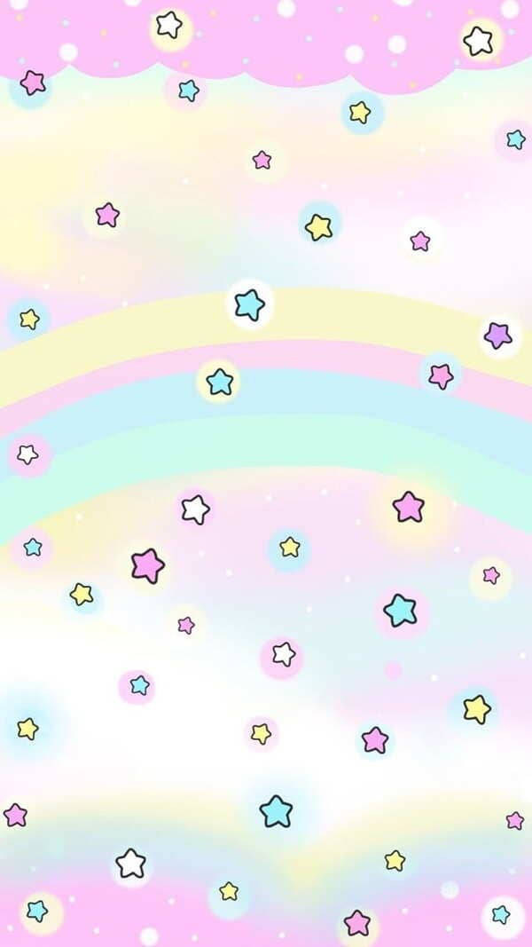 Kawaii Purple Rainbow Stars Background