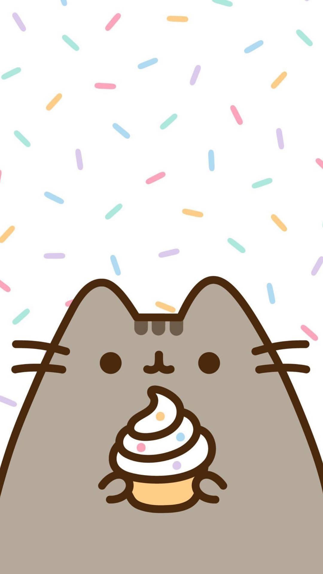Kawaii Pusheen Cat Cupcake Background