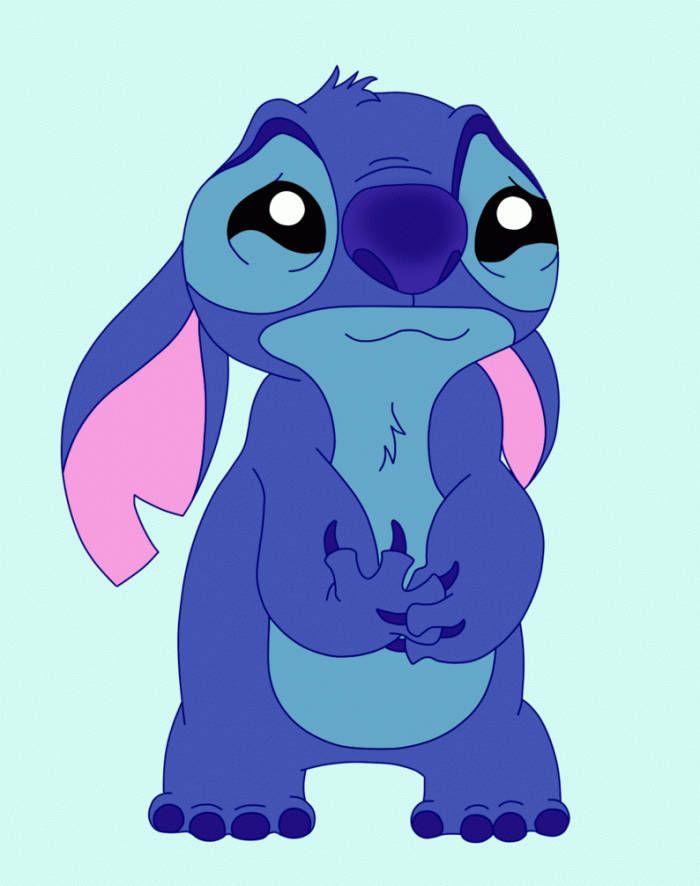 Kawaii Stitch Looking Sad Background