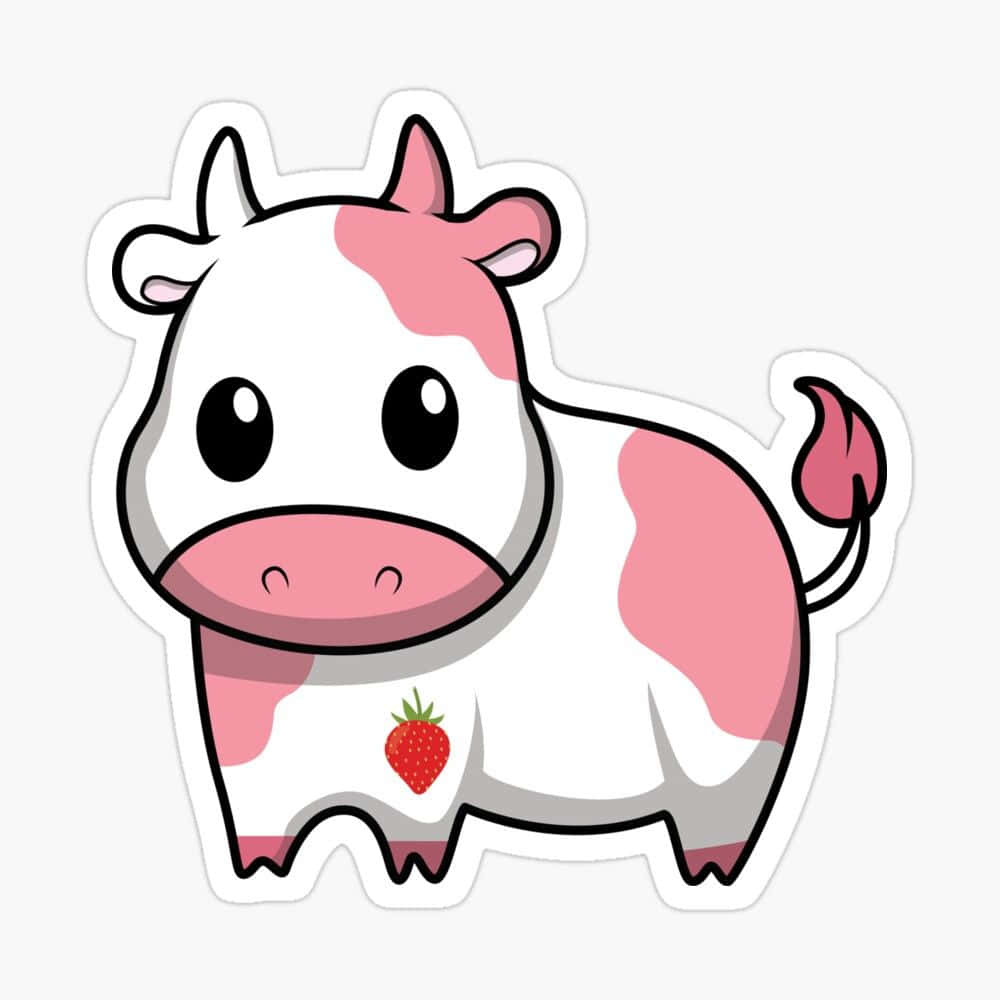Kawaii Strawberry Cow Wallpaper Background