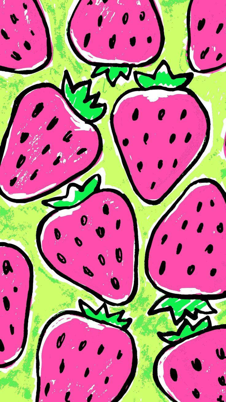 Kawaii Strawberry Iphone Art Background