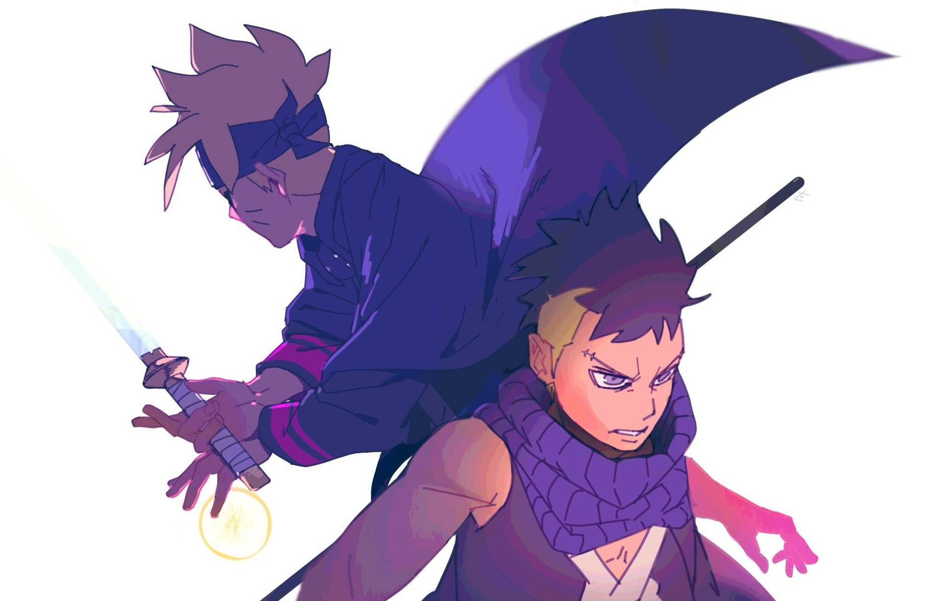 Kawaki And Boruto Back To Back Background