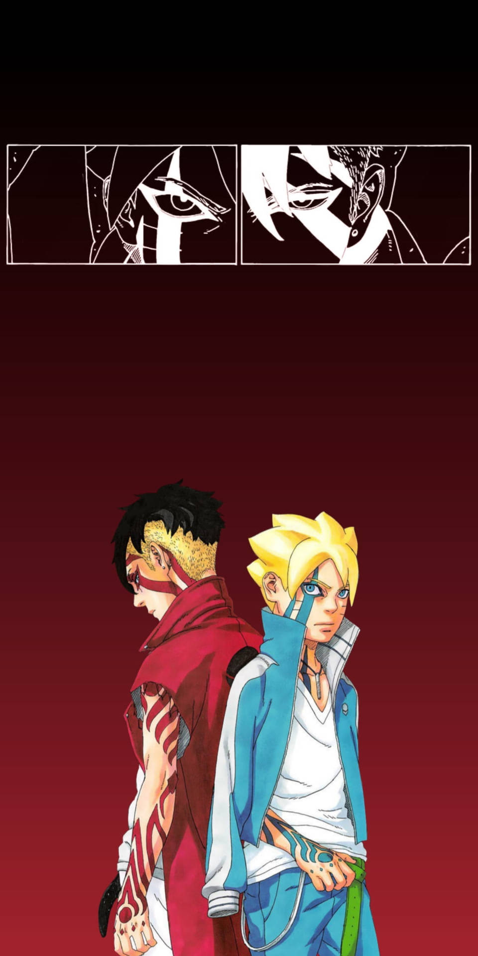 Kawaki And Boruto Mirror Images Background