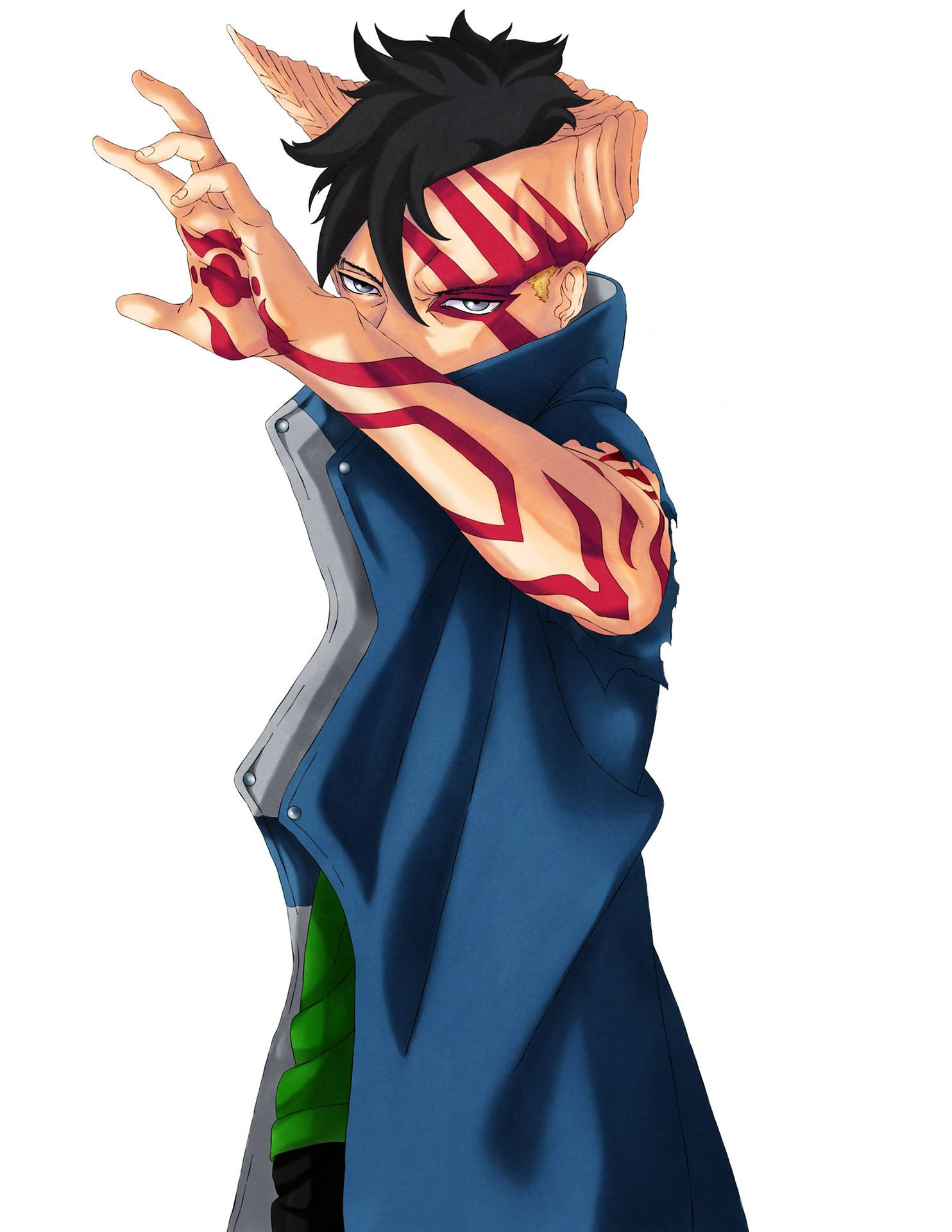 Kawaki With Arm Raised Background