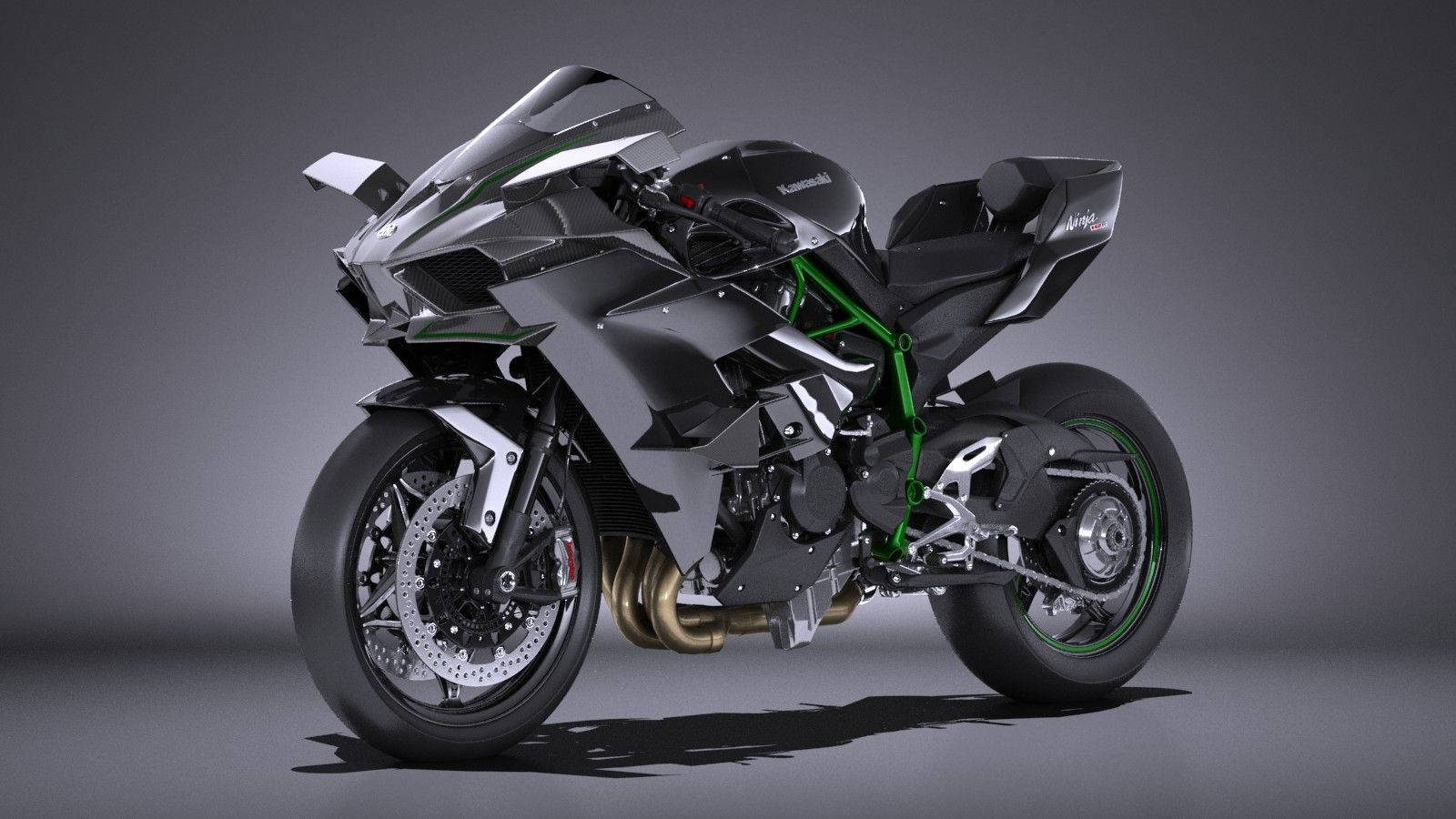 Kawasaki H2r Modeled On Grey Background