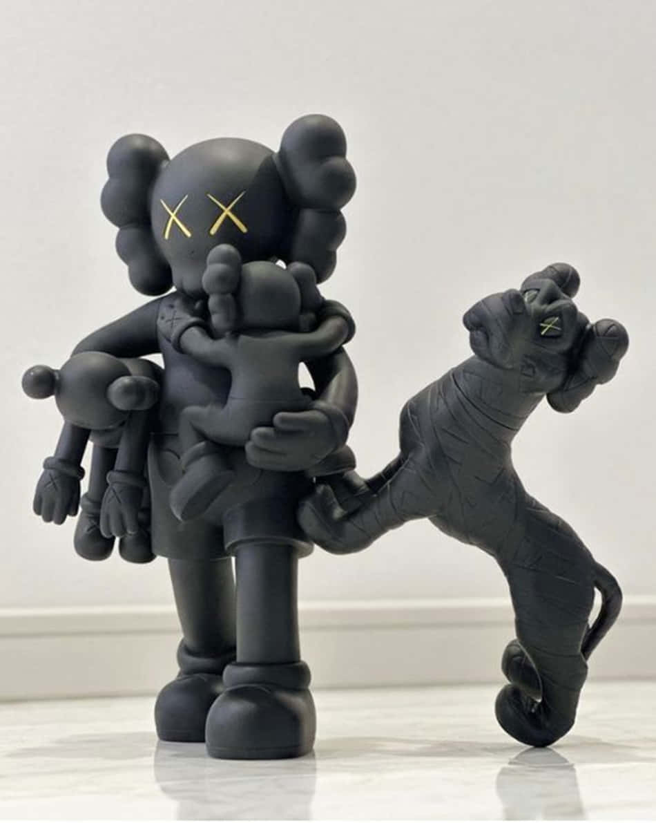 Kaws And Dog Black And White Background