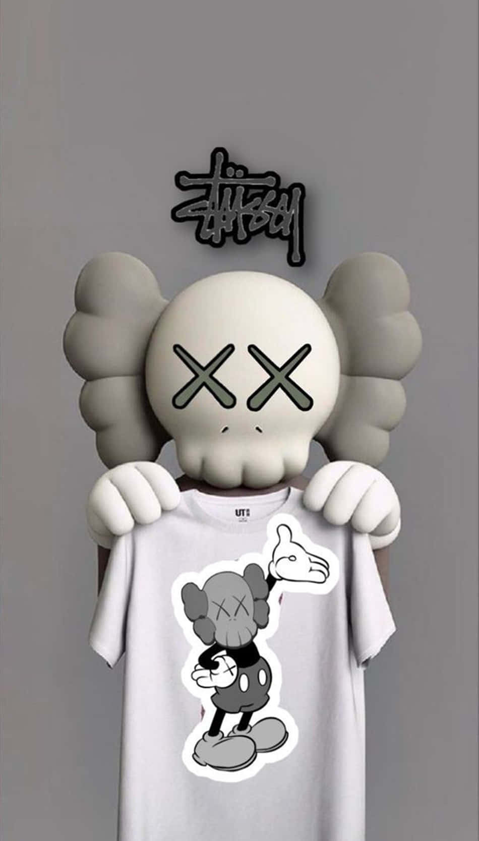 Kaws Black And White Holding A Shirt Background