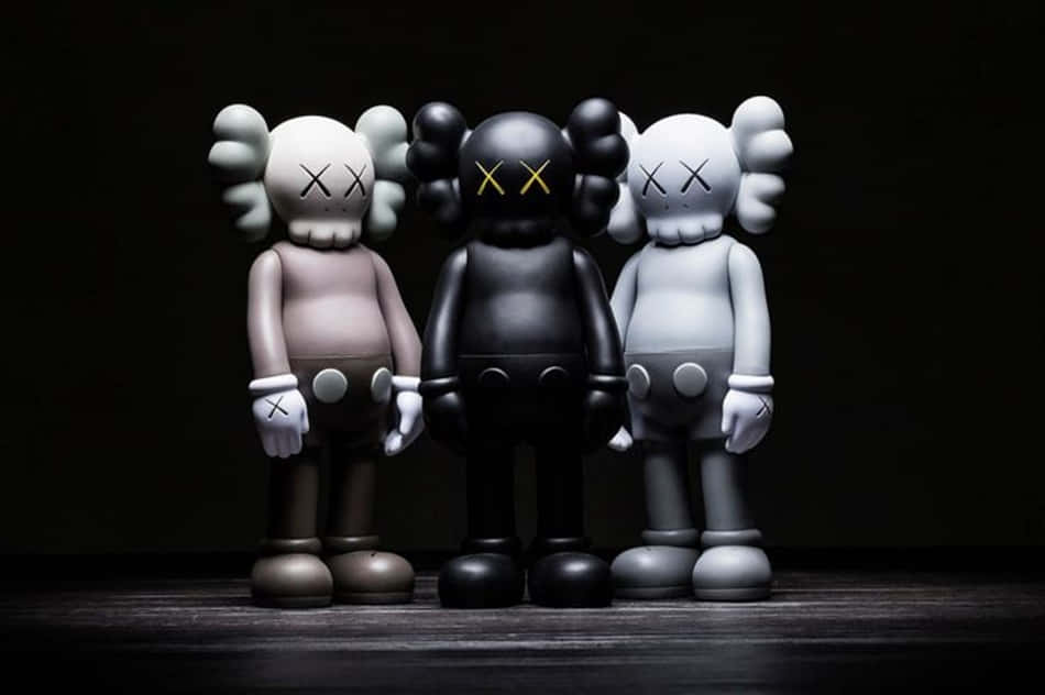 Kaws Black And White Illustration Background