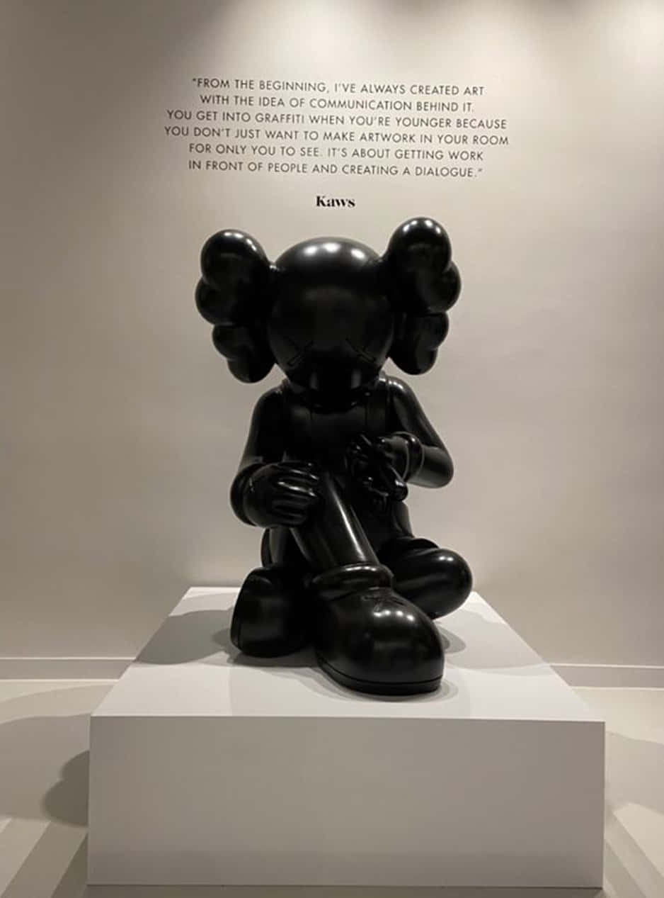 'kaws' Black And White Wallpaper Background