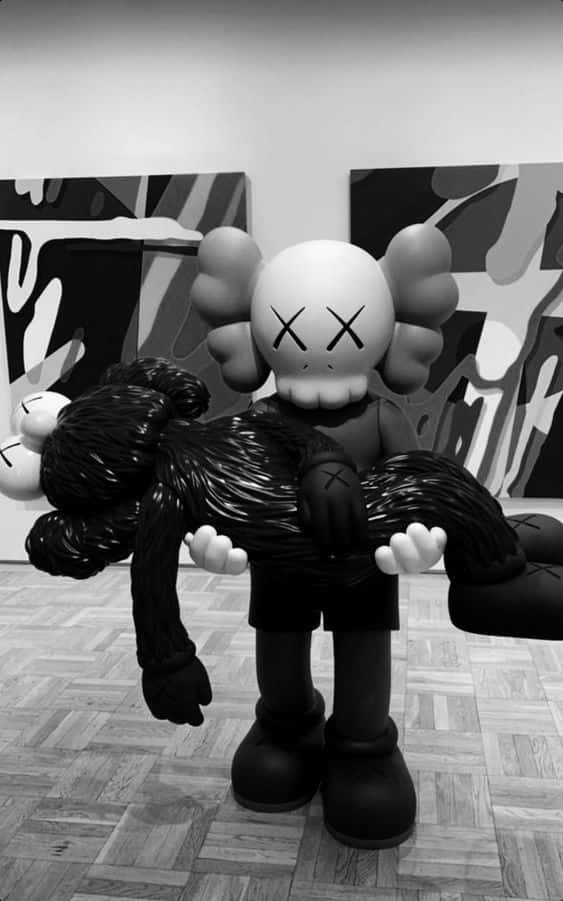 Kaws Carrying Dead Body Black And White Background