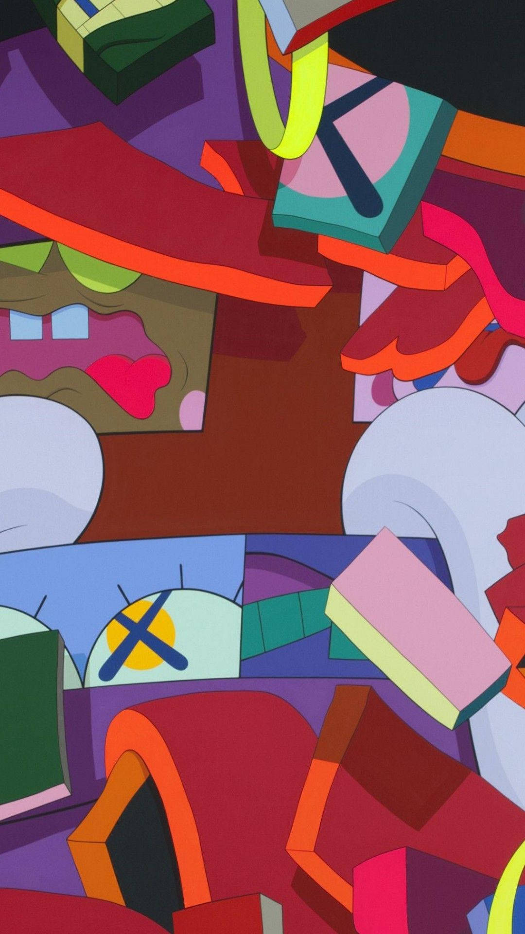 Kaws Character Abstract Paint Background