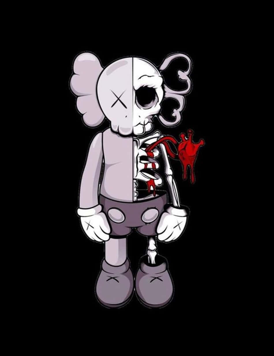 Kaws' Classic Black And White Street Art