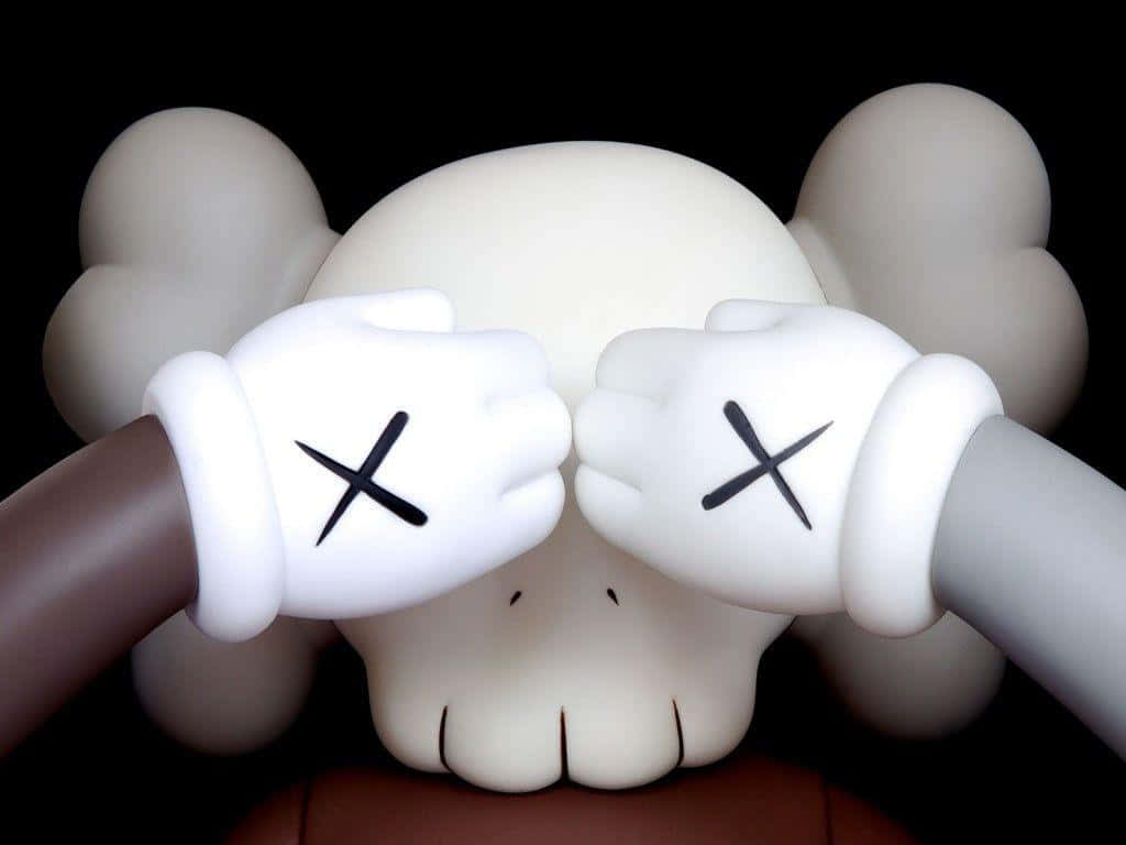 Kaws Closing Eyes Black And White Background