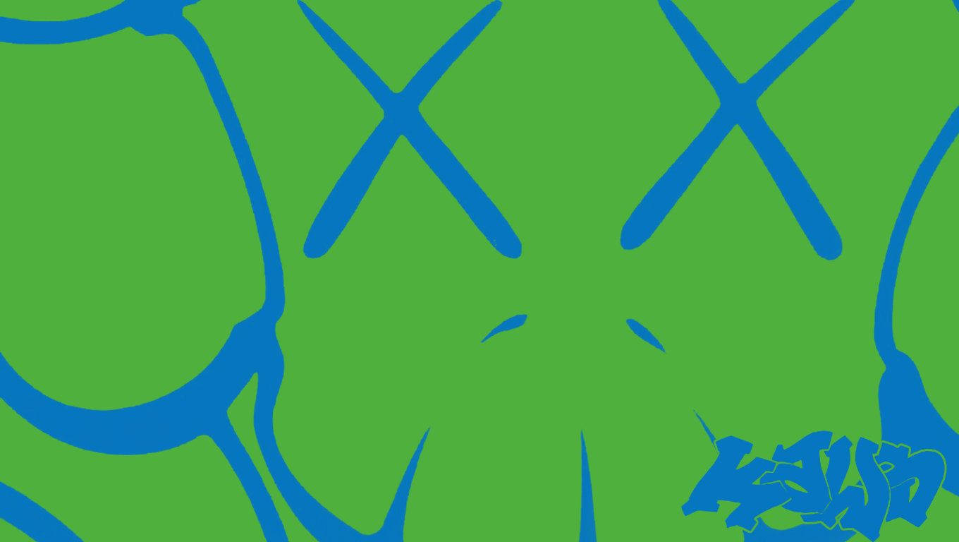 Kaws Green Art Face Background