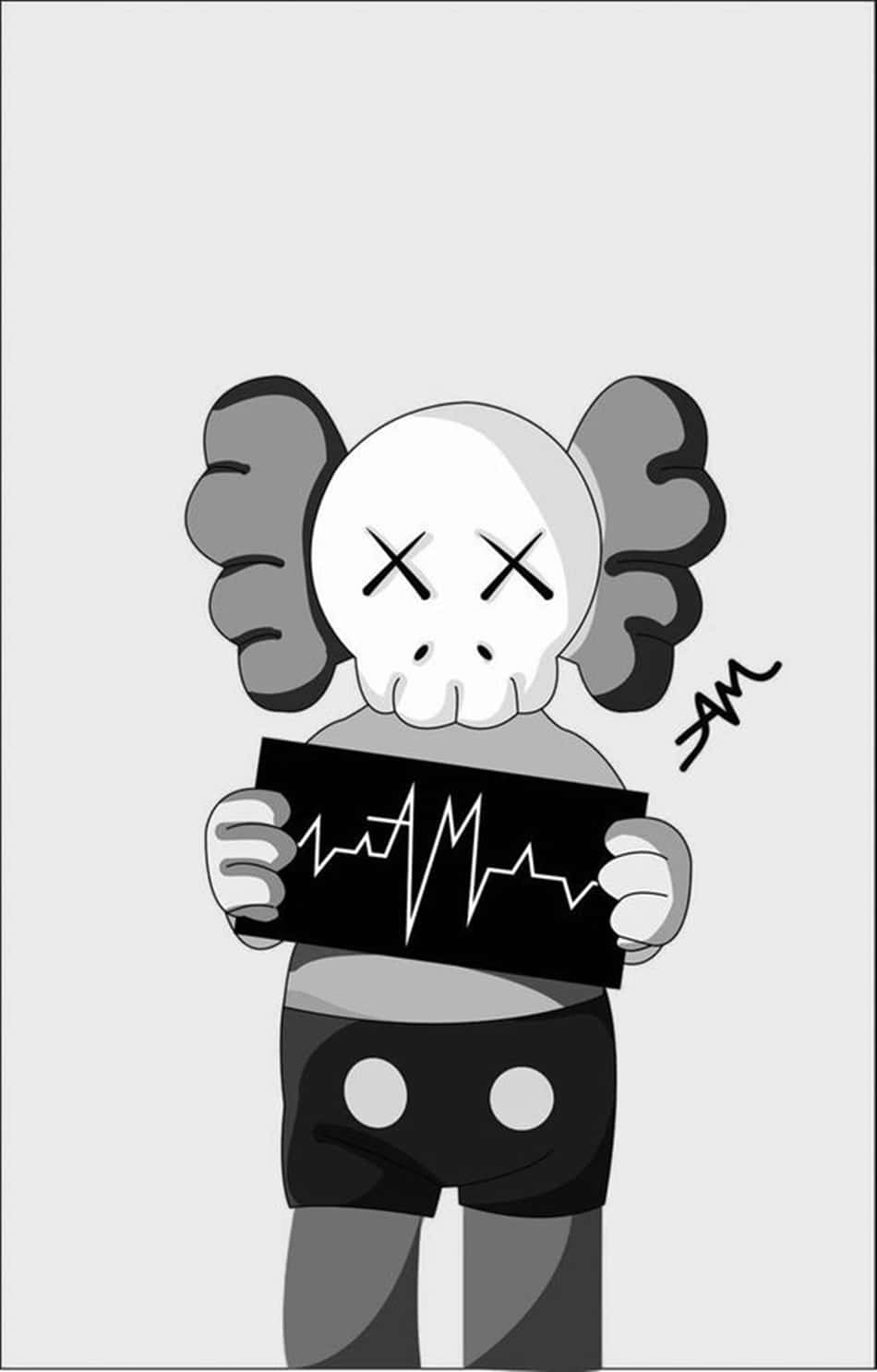Kaws Heartbeat Black And White