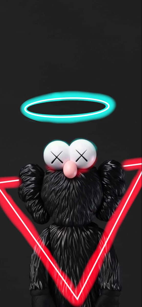Kaws Inside An Inverted Pyramid Black And White Background