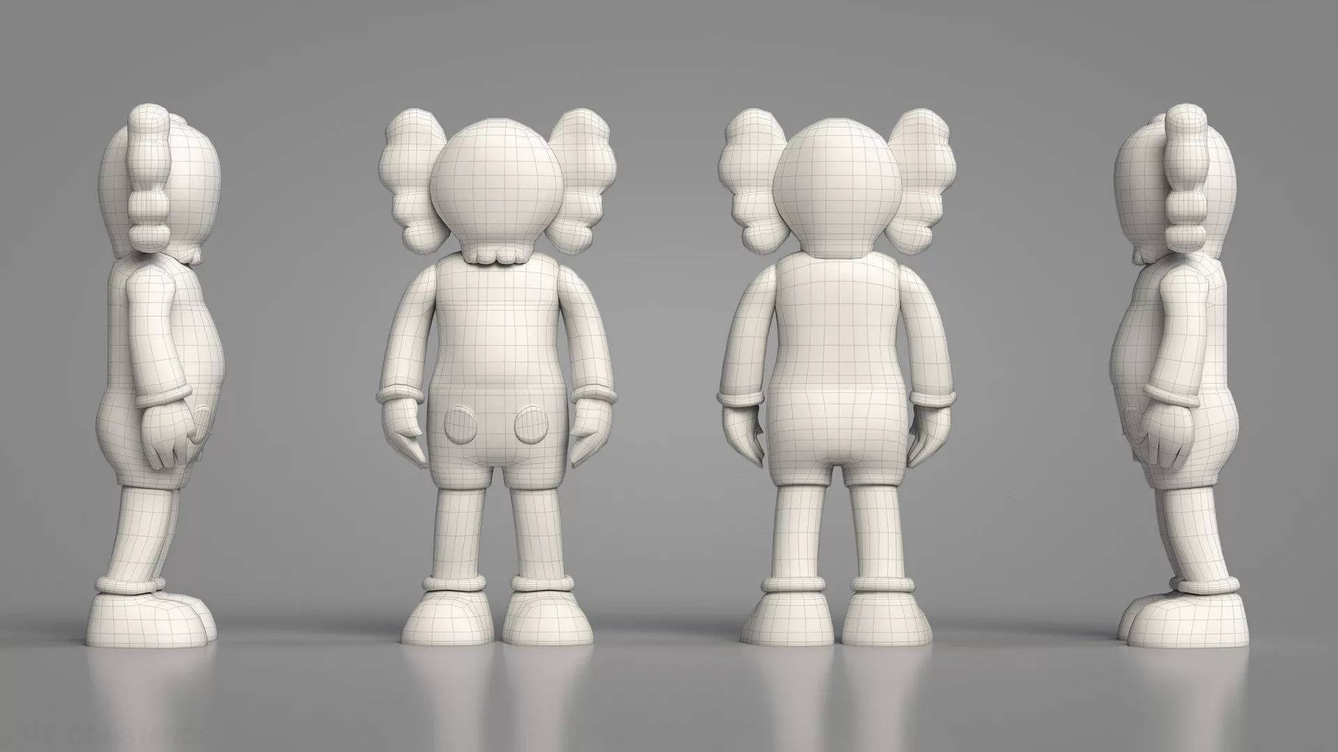 Kaws Pc 3d Grid Figures Background