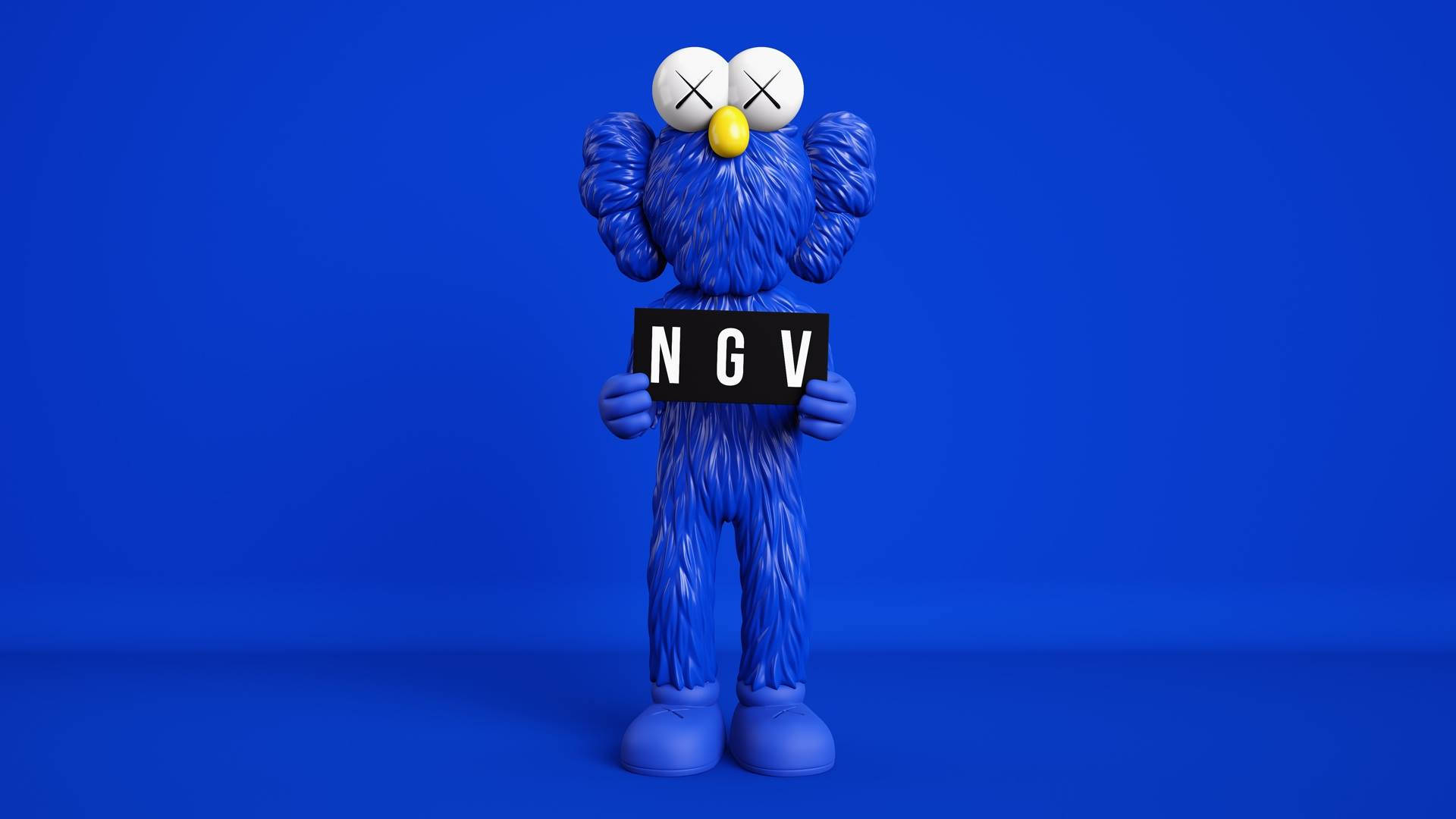 Kaws Pc Bff Blue Figure Background