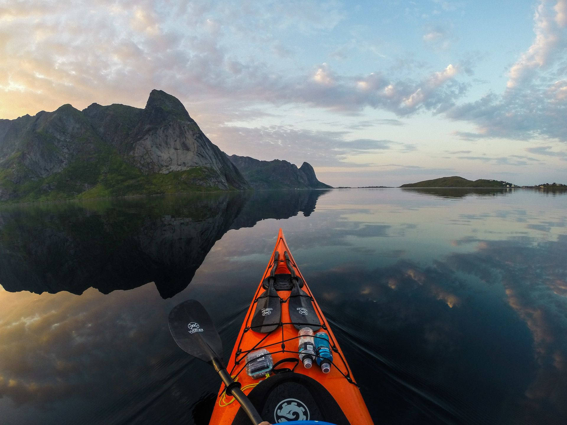 Kayaking Along The Lofoten Archipelago Background