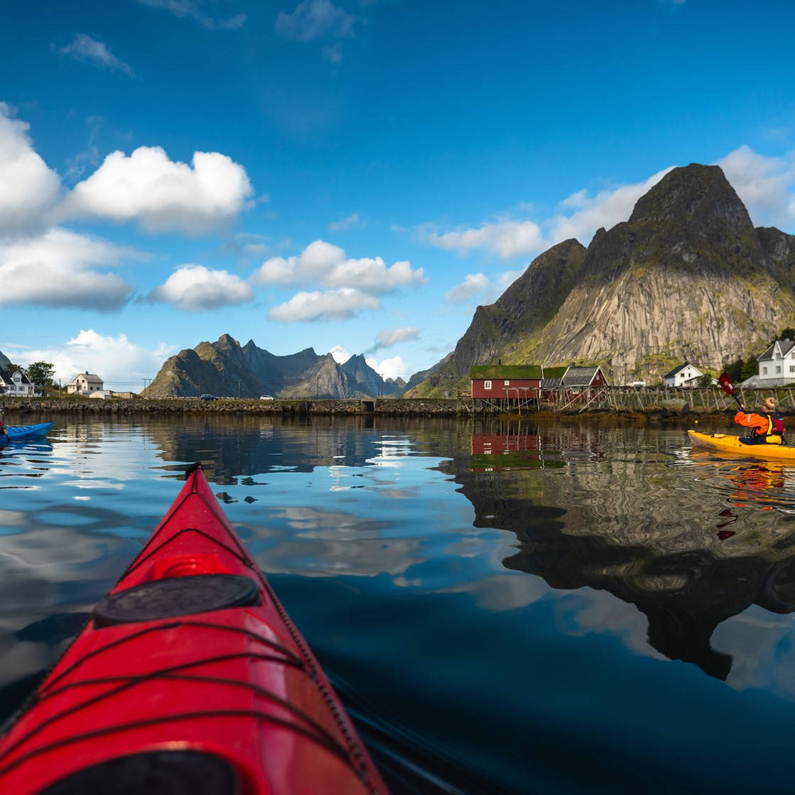 Kayaking By The Lofoten Islands Background